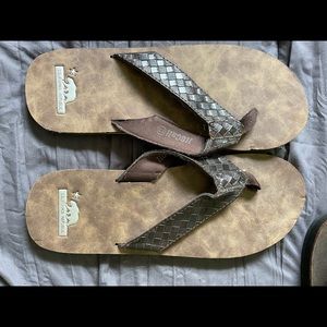 California Republic size 13, flip flops, only worn in the house. Like new.